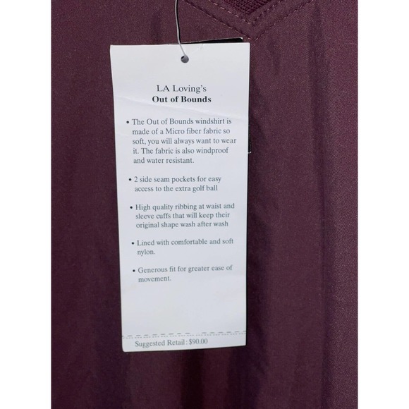 NEW LA Loving Men’s Size XL V-Neck Pullover Golf Windbreaker Burgundy Jacket - Picture 4 of 7